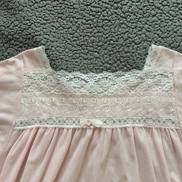 Christian Dior Nightgown Vintage Pink Lace sz L Sleepwear Loungewear Sleep Dress - Picture 4 of 6